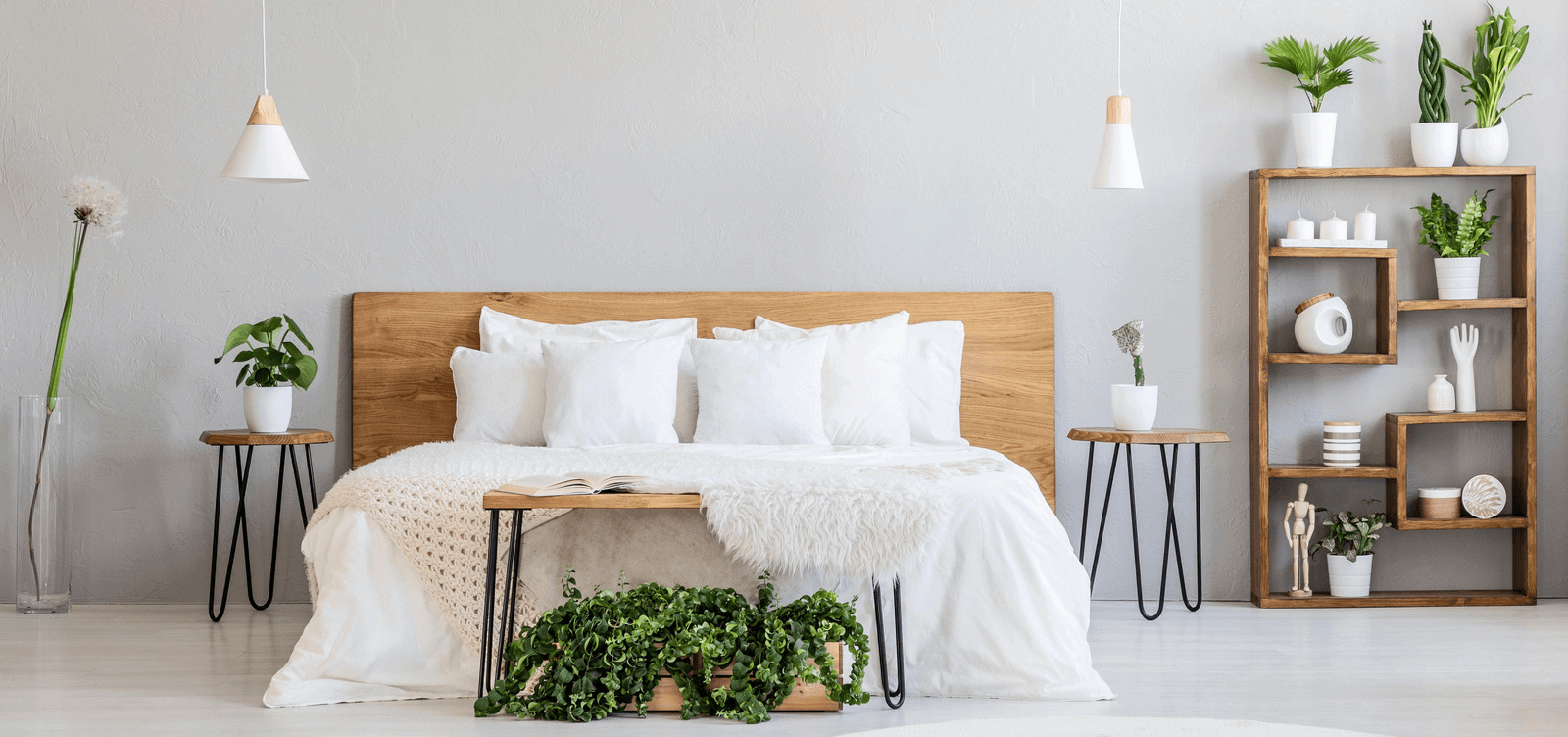 A minimal scandinavian style bedroom.