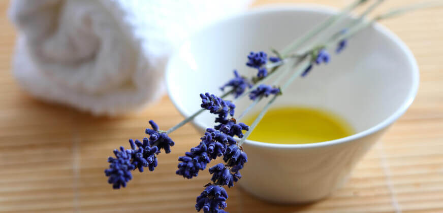 Image of lavender and oils to help with sleep.