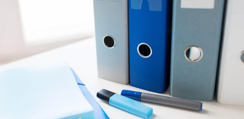 Image of study folders and stationery.