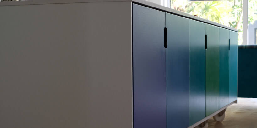 Storage units on wheels.