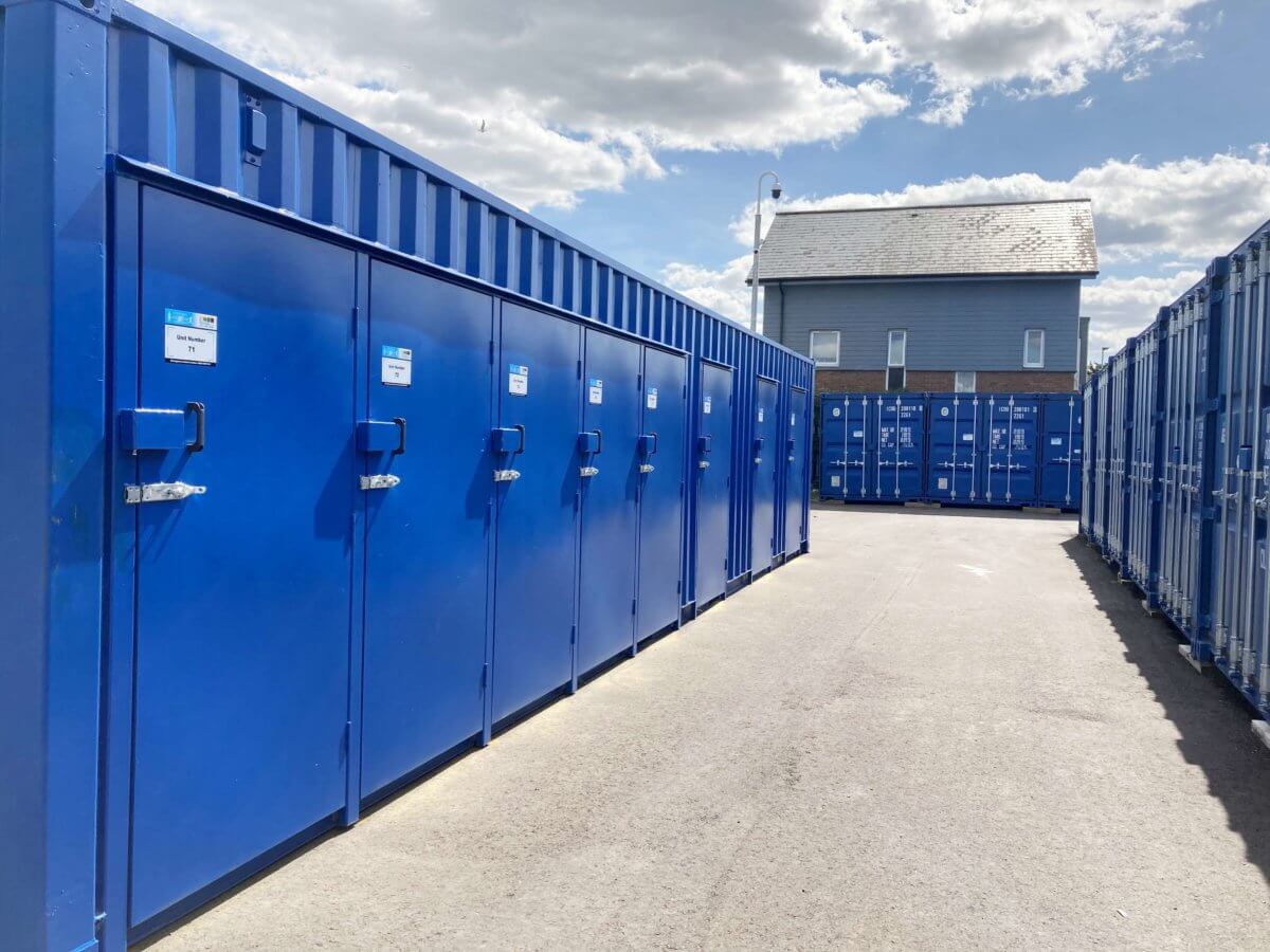 Blue outdoor storage containers