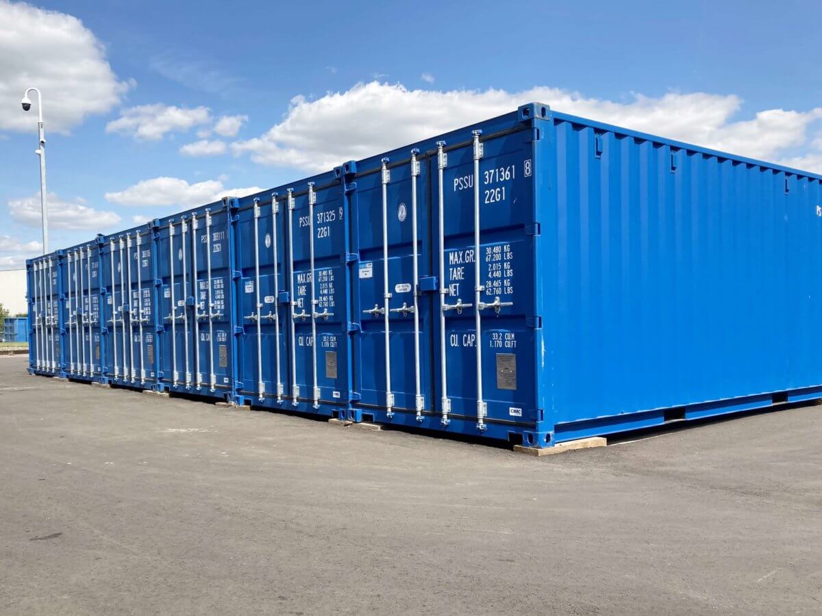 Blue outdoor storage containers