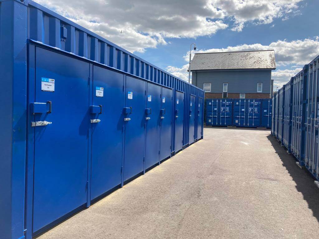 Blue outdoor storage containers