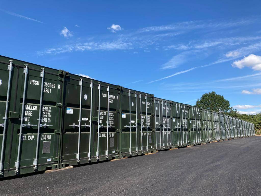 Dark green outdoor storage containers