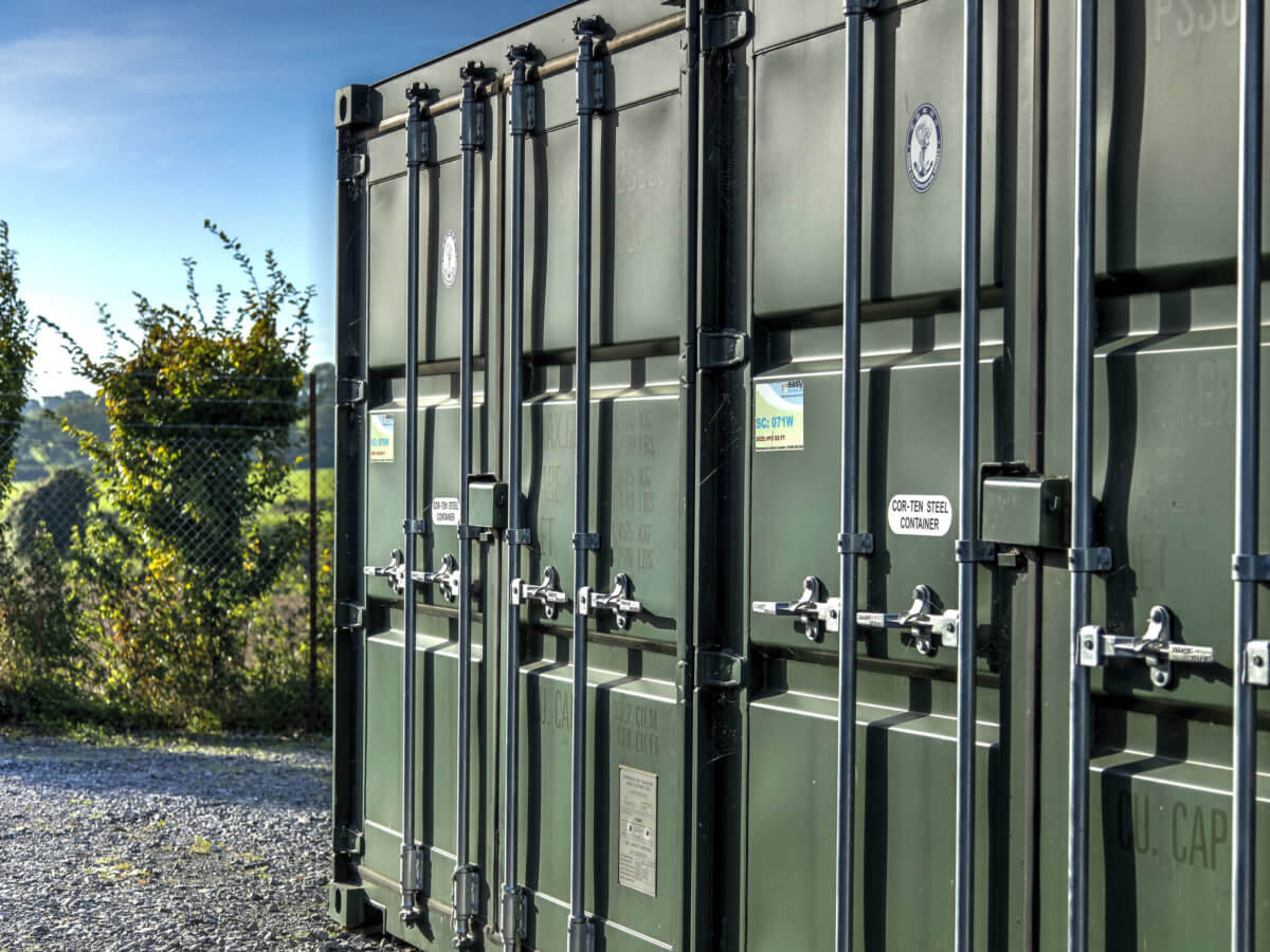 Dark green outdoor storage containers