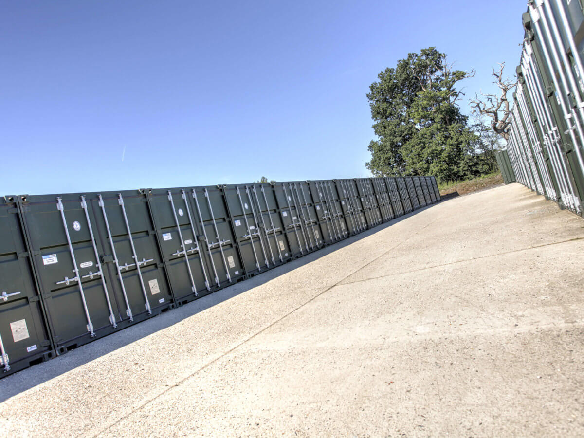 Row of outdoor container storage