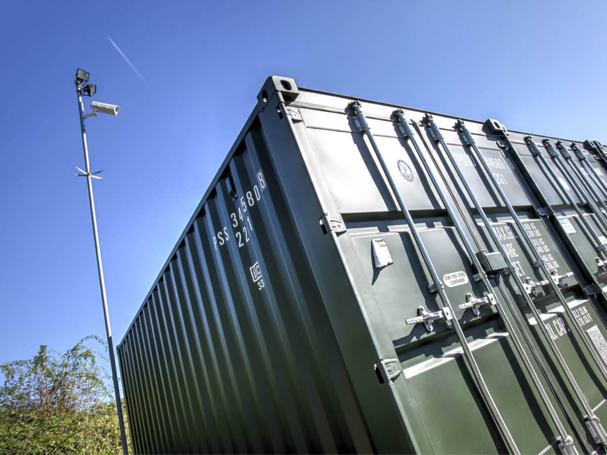 Dark green outdoor storage containers