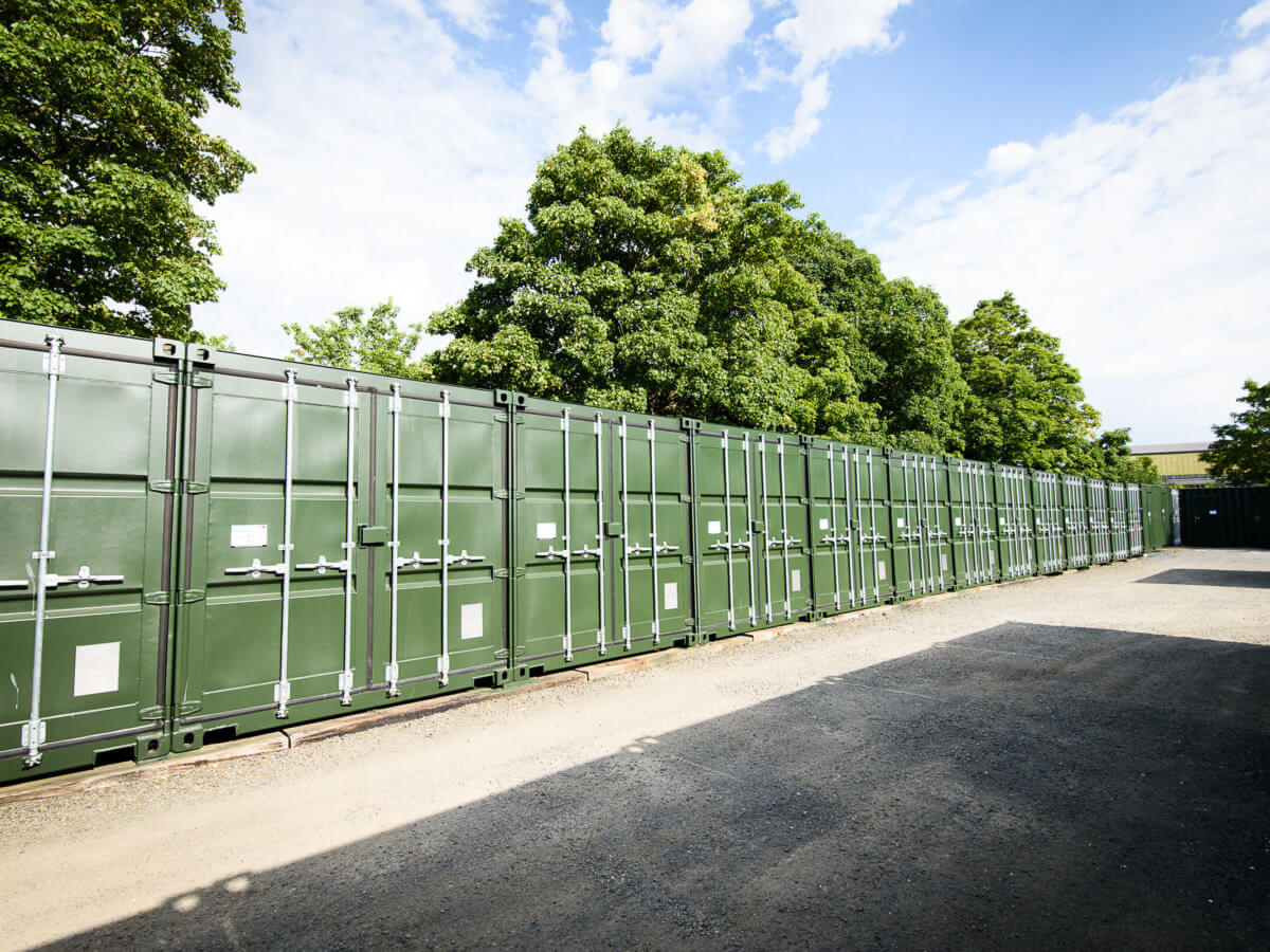 Dark green outdoor storage containers