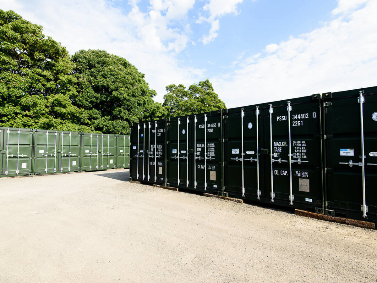 Dark green outdoor storage containers