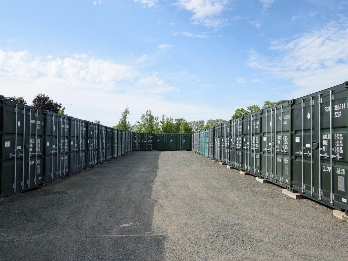 Dark green outdoor storage containers