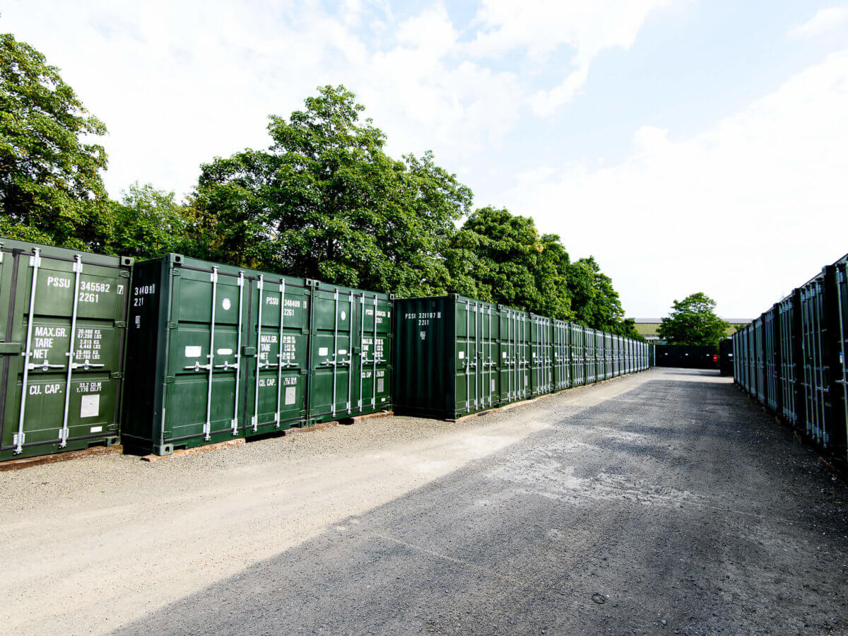 Dark green outdoor storage containers