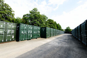 Dark green outdoor storage containers