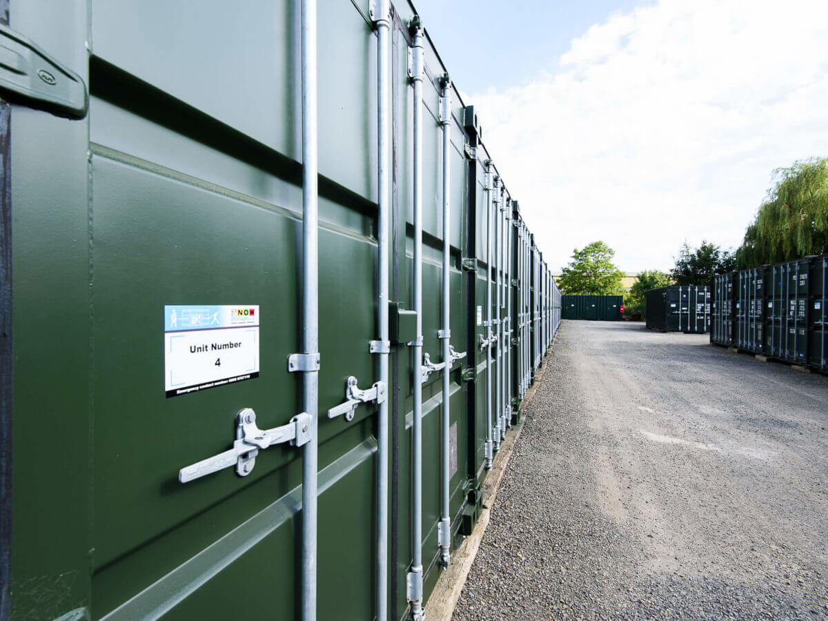 Dark green outdoor storage containers