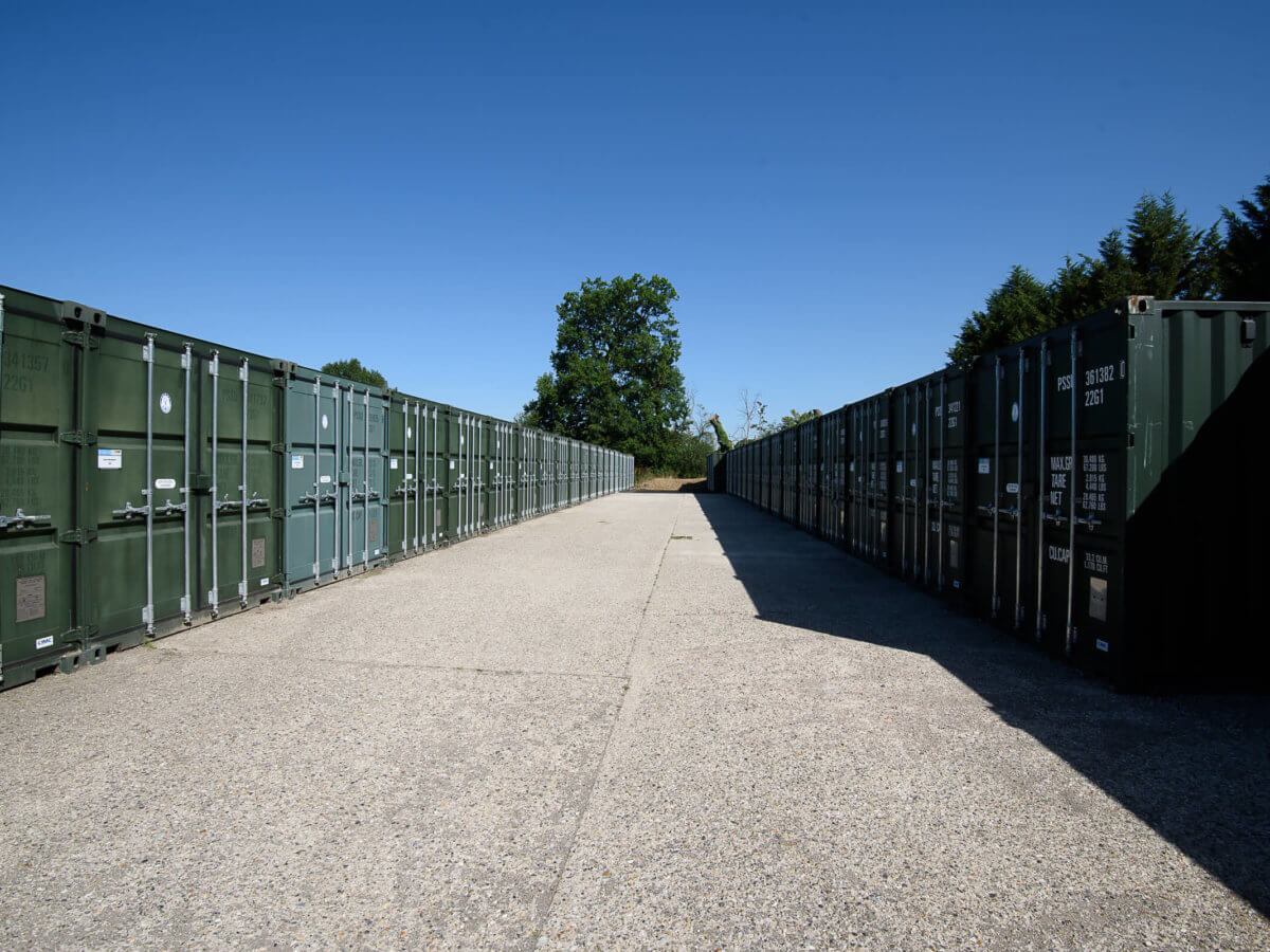 Row of outdoor storage containers