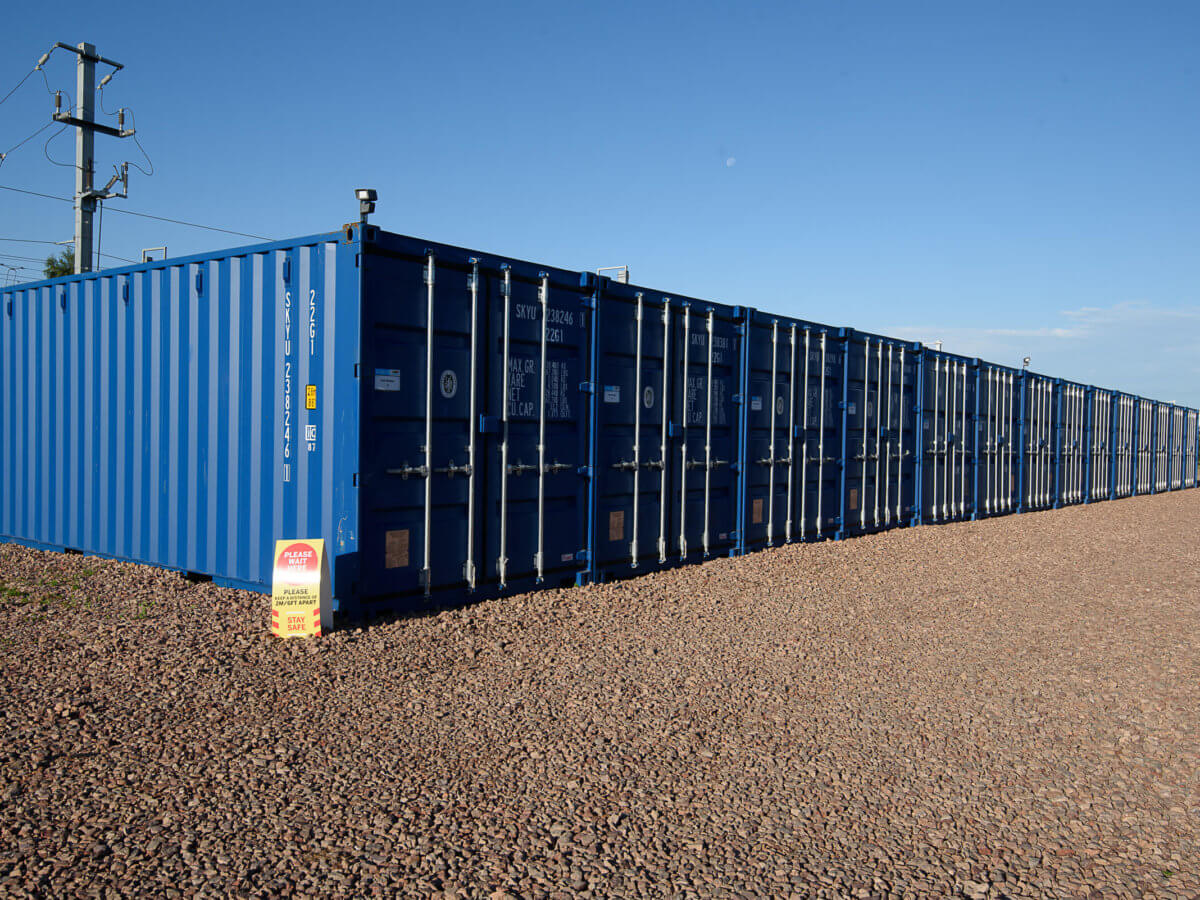 Blue outdoor storage containers