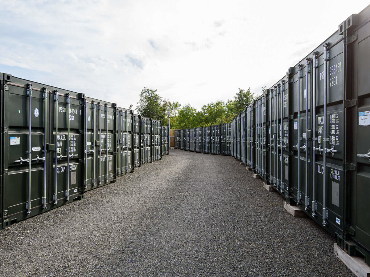 Row of outdoor storage containers