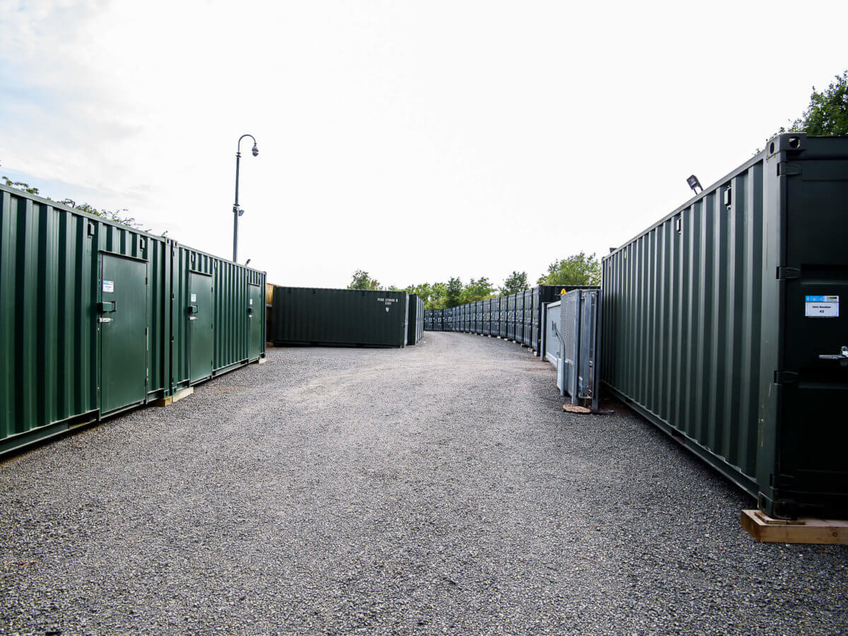 Dark green outdoor storage containers