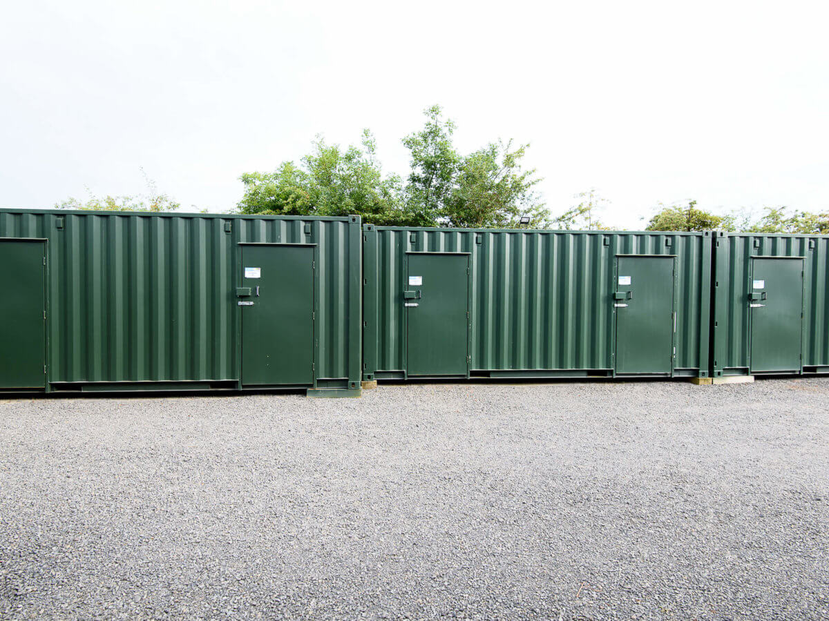 Dark green outdoor storage containers