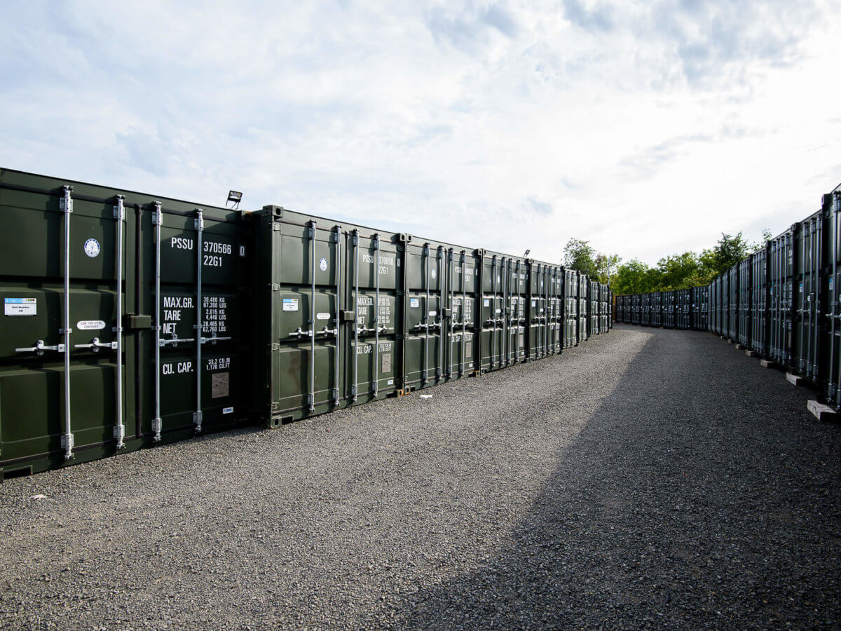 Row of outdoor storage containers