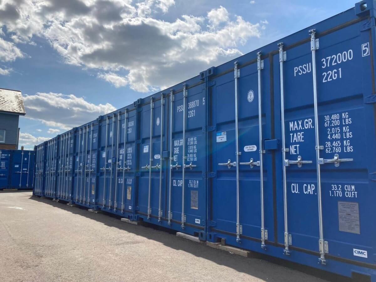 Blue outdoor storage containers