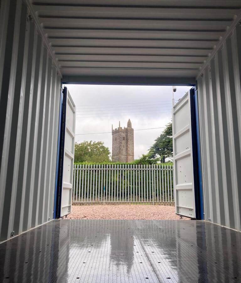 Image taken from the inside of a storage container