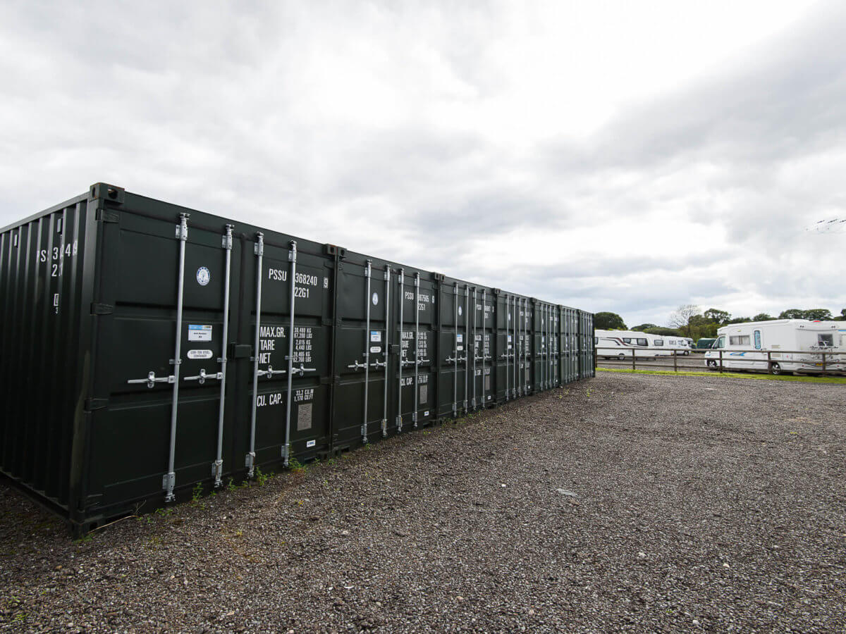 Dark green outdoor storage containers