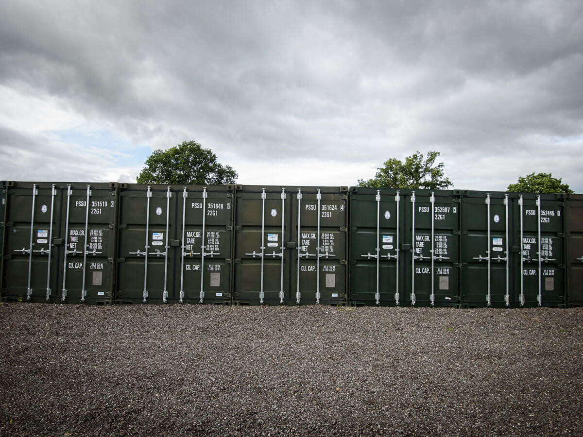 Dark green outdoor storage containers