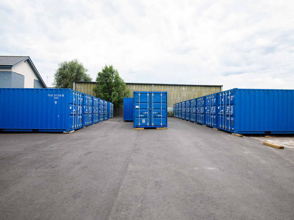 Blue outdoor storage containers
