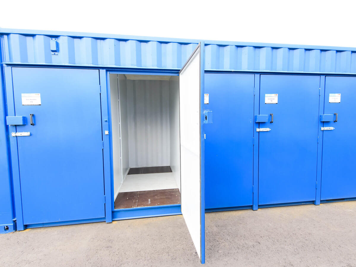 Blue outdoor storage containers