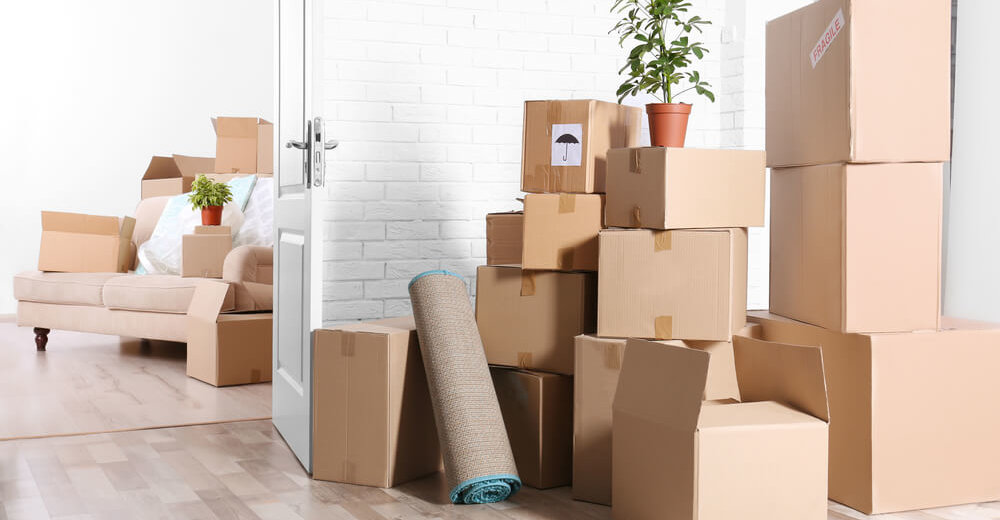 Image of cardboard boxes up in a home.