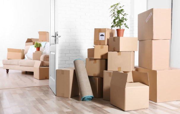 Image of cardboard boxes up in a home.