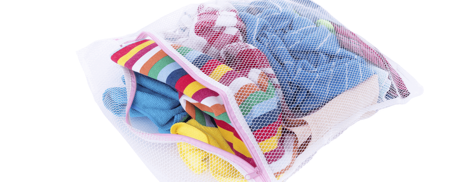 Clothes in a laundry net bag.